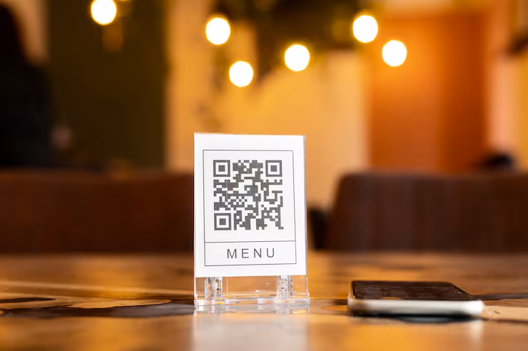QR code sticker on a restaurant table