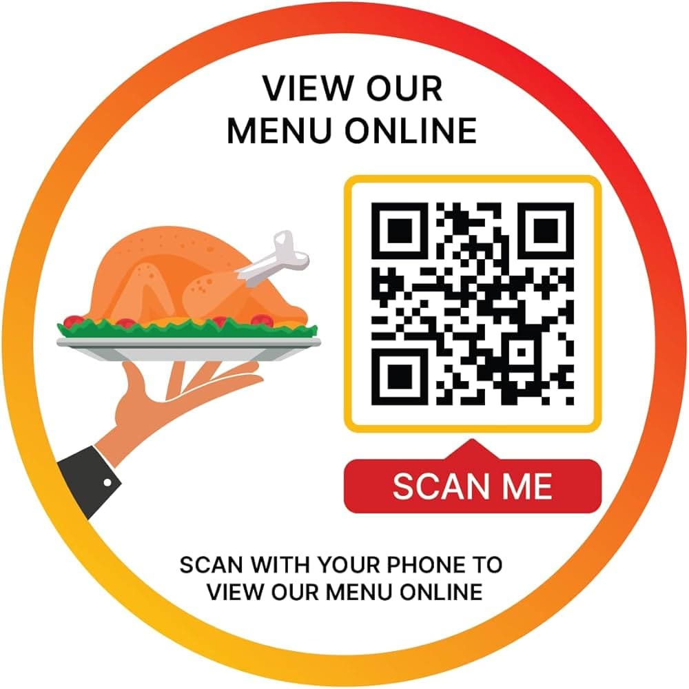 Door entrance sign — scan to view menu online